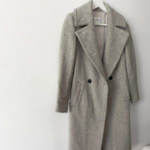 Club Monaco Light Grey Double Breasted Wool Coat